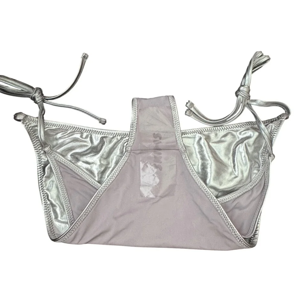 SKIMS‎ Metallic Swim Skimpy Side Tie Bottom Nickel / Sz 2X